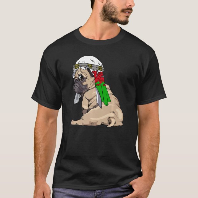 Camiseta Dog  Cute Pug Retro Wales Flag Pride (Anverso)