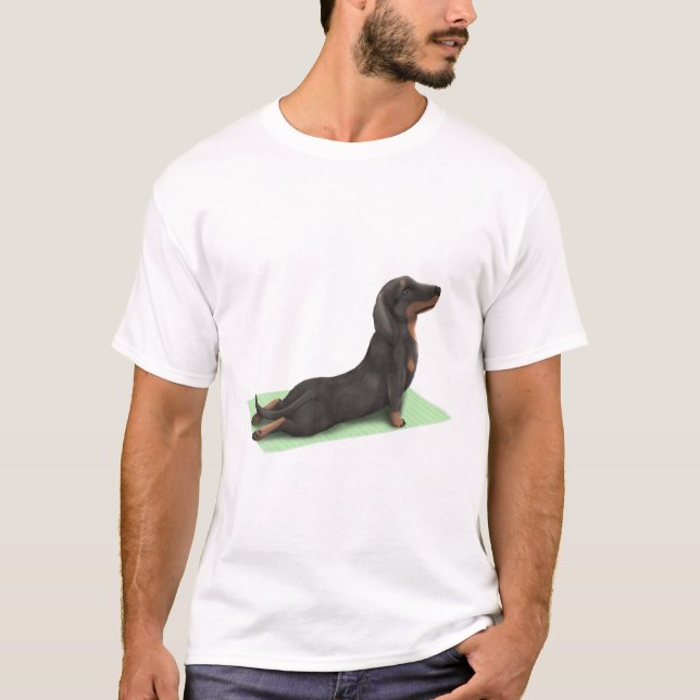 Camiseta Dog Dachshund Yoga Pose Meditación Zen Workout Exe (Anverso)