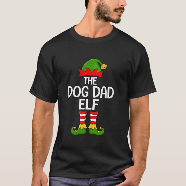 Camiseta Dog Dad Elf Xmas Matching Family Elf Squad Christm (Anverso)