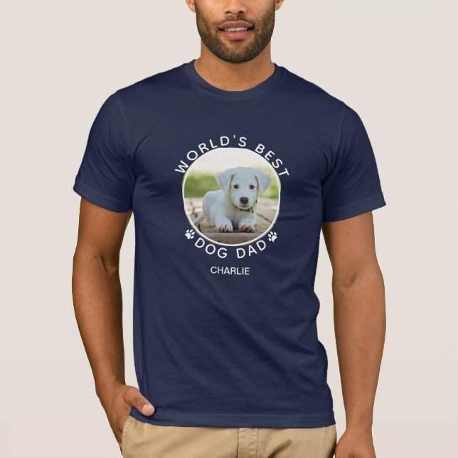 Camiseta Dog Dad Foto Nombre de pintura blanca Personalizad (Anverso)