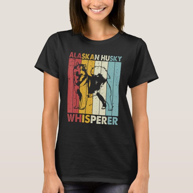 Camiseta Dog Dad Mom Whisperer  Vintage Alaskan Husky (Anverso)