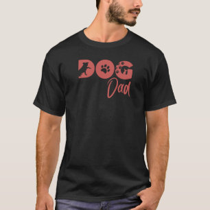 Camiseta Dog Dad - Silueta de perro rojo retro, hu