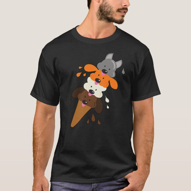 Camiseta Dog Days of Summer Cute Puppy Ice Cream Cone (Anverso)