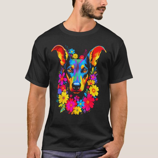 Camiseta Dog Doberman Pinscher Flowers (Anverso)