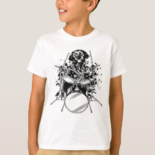 Camiseta Dog Drummer Jugando Drums Boy