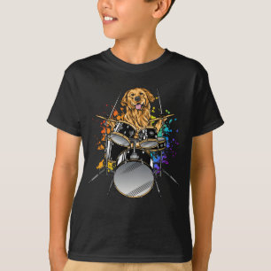 Camiseta Dog Drummer Jugando Drums Boy