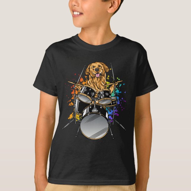 Camiseta Dog Drummer Jugando Drums Boy (Anverso)