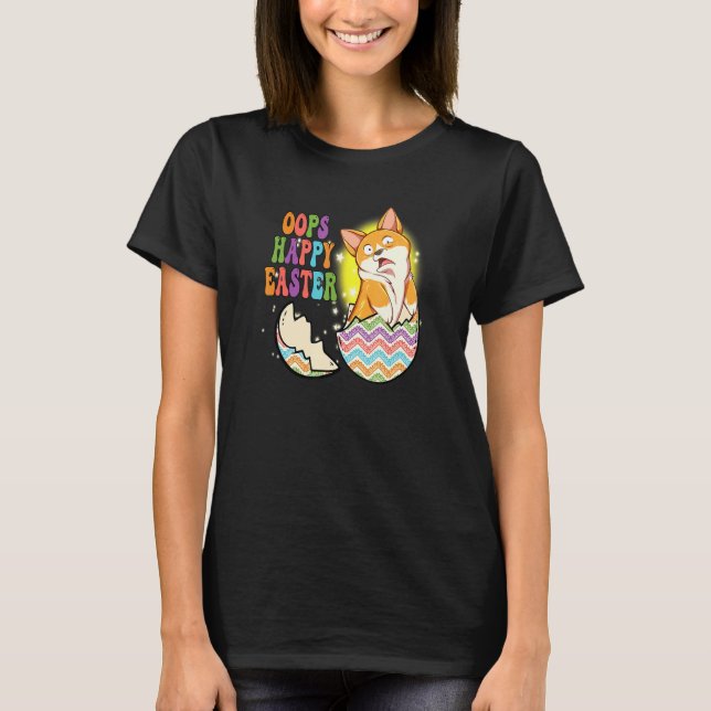 Camiseta Dog Easterday Happy Bunny Egbit Rabbit Corgi (Anverso)