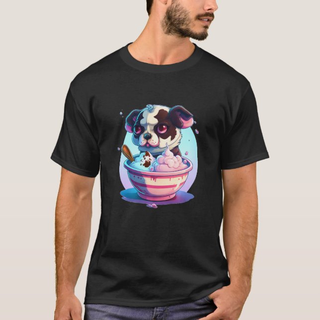 Camiseta dog eating ice cream Dessert Sundae Sprinkle Premi (Anverso)