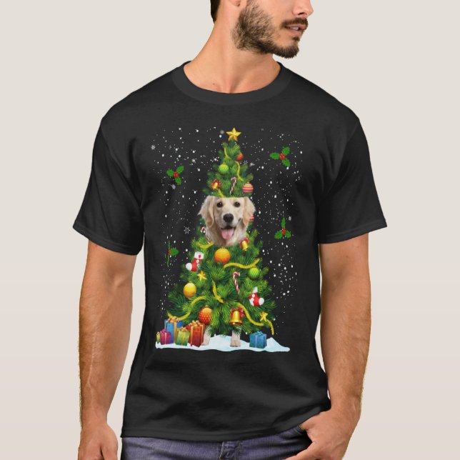 Camiseta Dog Golden Retriever Christmas Tree (Anverso)