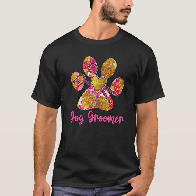 Camiseta Dog Groomer Paw Shalla Mascota Grooming Mujer Amor (Anverso)