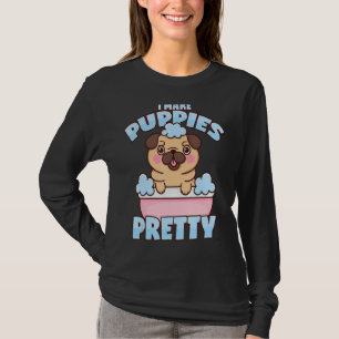Camiseta Dog Groomer Pug Dog Puppy Bathtub Salón De Perros