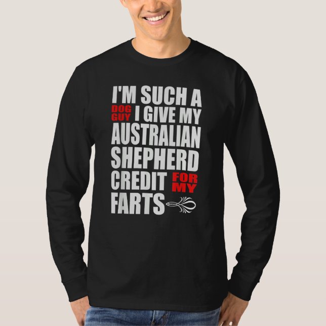 Camiseta Dog Guy Australian Shepherd Fart Joke for Men Boys (Anverso)