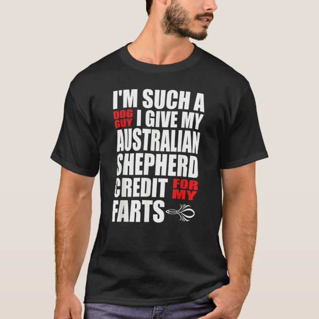 Camiseta Dog Guy Australian Shepherd Fart Joke for Men Boys (Anverso)