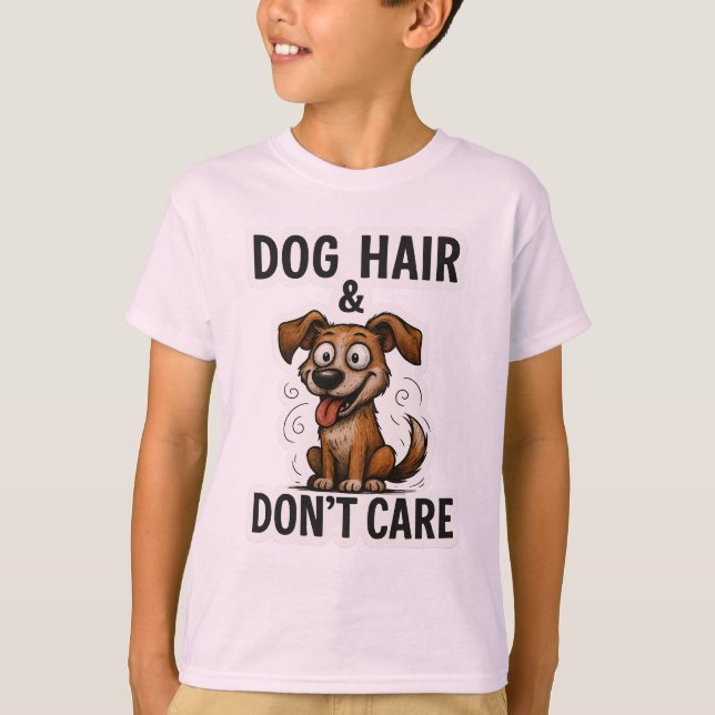 Camiseta Dog Hair Don’t Care Funny Dog Lover Quote Cartoon  (Anverso)