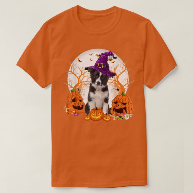 Camiseta Dog Halloween Border Collie Dog Jack O Lantern Pum (Diseño del anverso)
