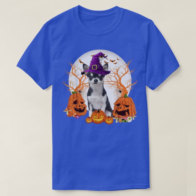 Camiseta Dog Halloween Chihuahua Dog Jack O Lantern Pumpkin (Diseño del anverso)