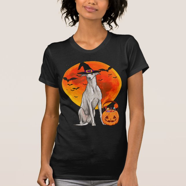 Camiseta Dog Halloween Greyhound Jack Lantern Pumpkin (Anverso)