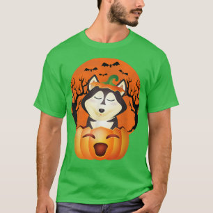 Camiseta Dog Halloween Siberian Husky Jack O Lantern Pumpki