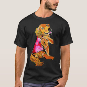 Camiseta Dog I Love Mom Tattoo Golden Retriever Dog Lover W