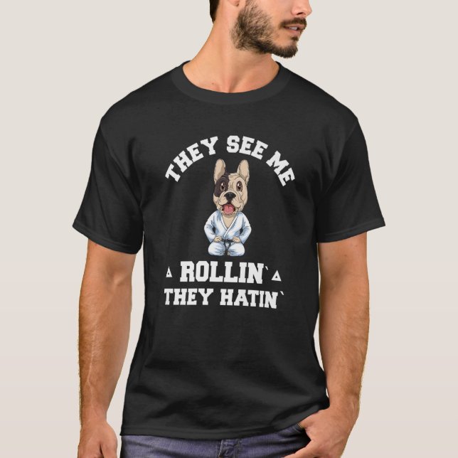 Camiseta Dog Jiu Jitsu Rollin BJJ Grappling (Anverso)