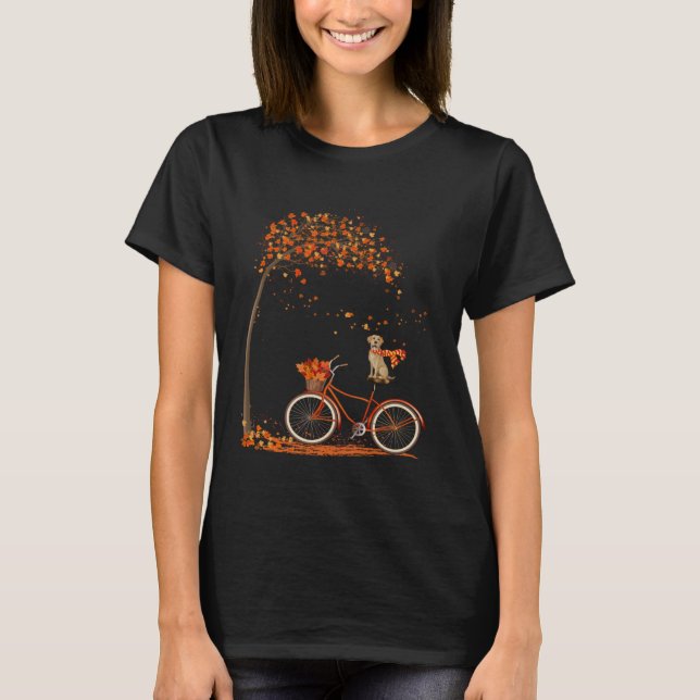 Camiseta Dog Leaf Fall Autumn Cycling Funny Labrador retrie (Anverso)