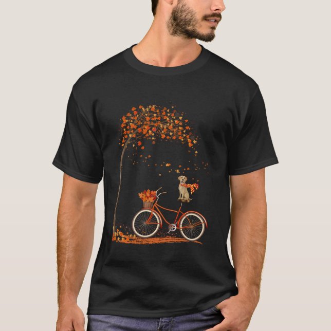 Camiseta Dog Leaf Fall Autumn Cycling Funny Labrador retrie (Anverso)