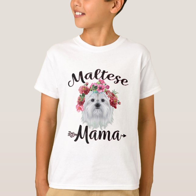 Camiseta Dog Lover | Flores de perro maltesas y maltesas de (Anverso)
