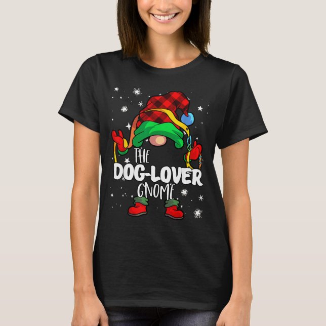 Camiseta Dog Lover Gnome Red Buffalo Plaid Matching Family  (Anverso)