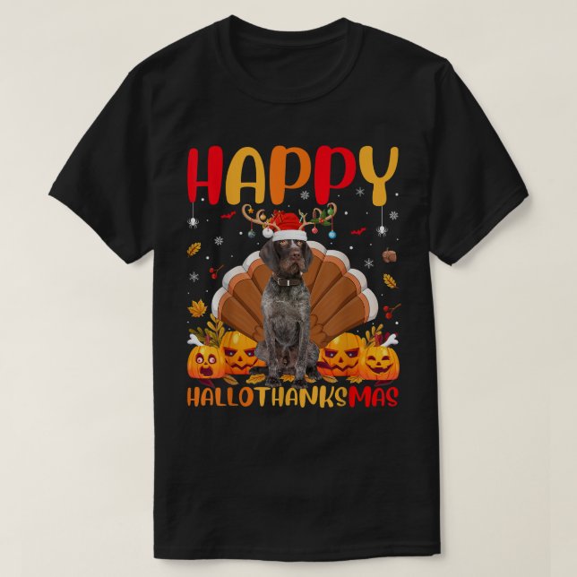 Camiseta Dog Lover Happy German Wirehaired Pointer Dog Hell (Diseño del anverso)