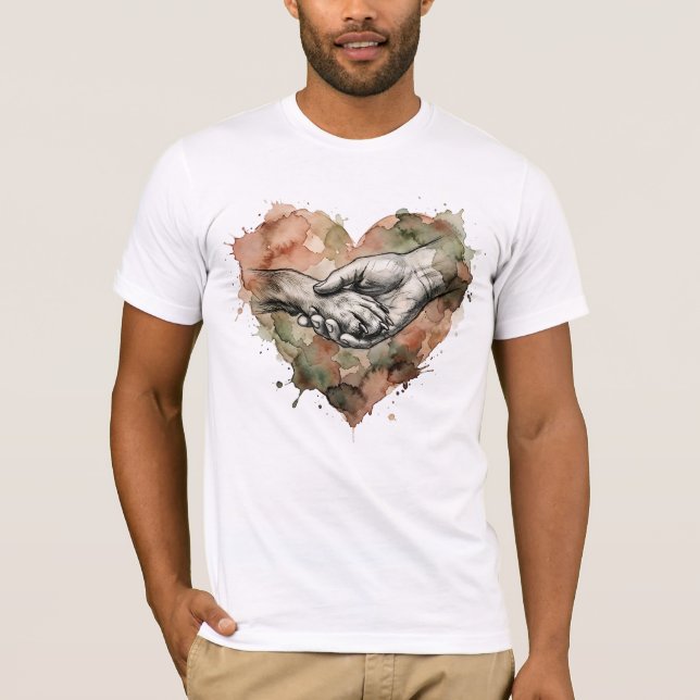 Camiseta Dog Lover Human Animal Bond Watercolor Heart (Anverso)