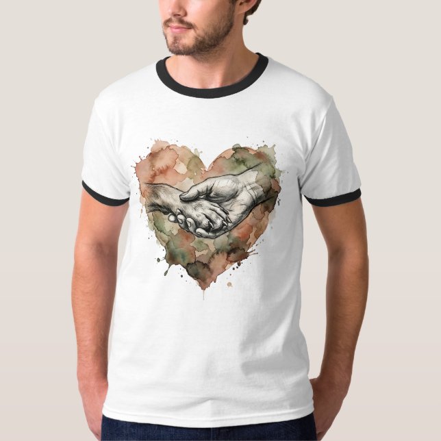Camiseta Dog Lover Human Animal Bond Watercolor Heart (Anverso)