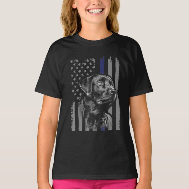 Camiseta Dog Lover | Línea delgada de la bandera norteameri (Anverso)