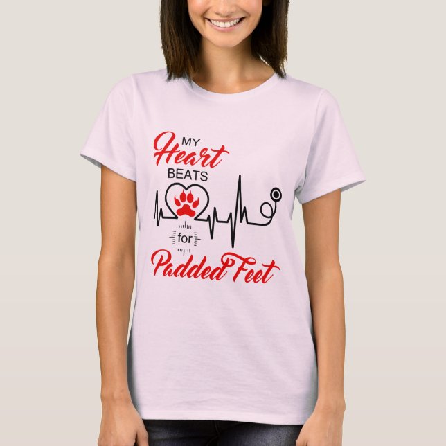 Camiseta DOG Lover My HEART BEATS for Padd pies LIGHT (Anverso)