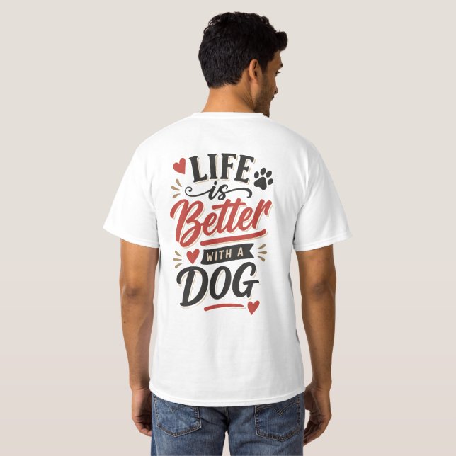 Camiseta Dog Lover Wall Art - Life is Better with a Dog Red (Reverso completo)