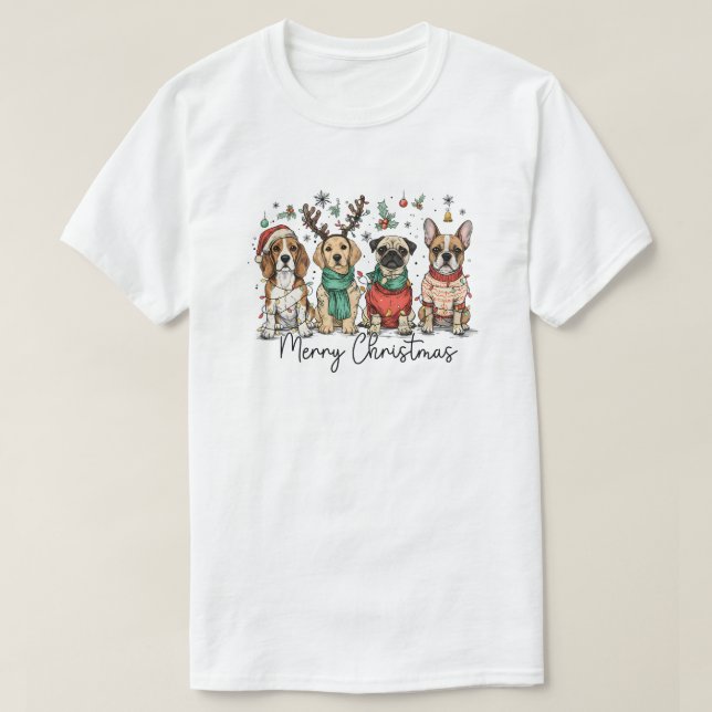 Camiseta Dog Merrry Christmas (Diseño del anverso)