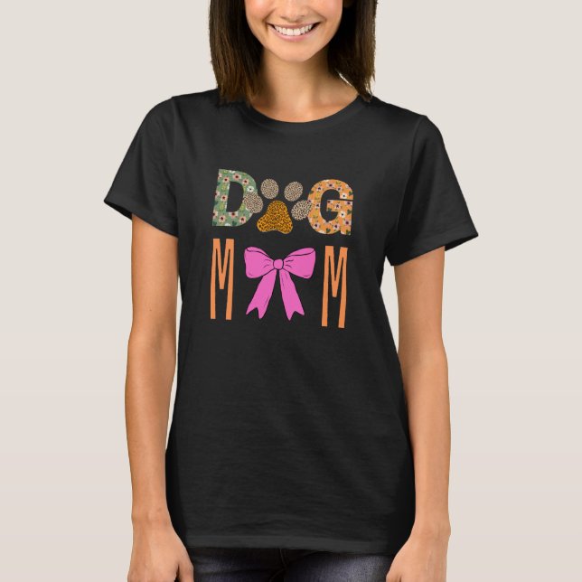 Camiseta Dog Mom Leopard Paw Print/ Cute Dog Lover Apparel  (Anverso)