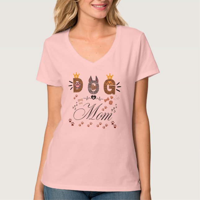 Camiseta Dog Mom Leopard Print Paw Design/Leopard Dog Mom (Anverso)