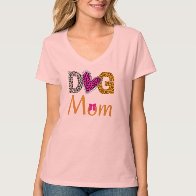 Camiseta Dog Mom Leopard  Print /Trending Dog Lover Gift (Anverso)