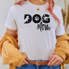 Camiseta Dog Mom - Silueta de perro, huellas de pa