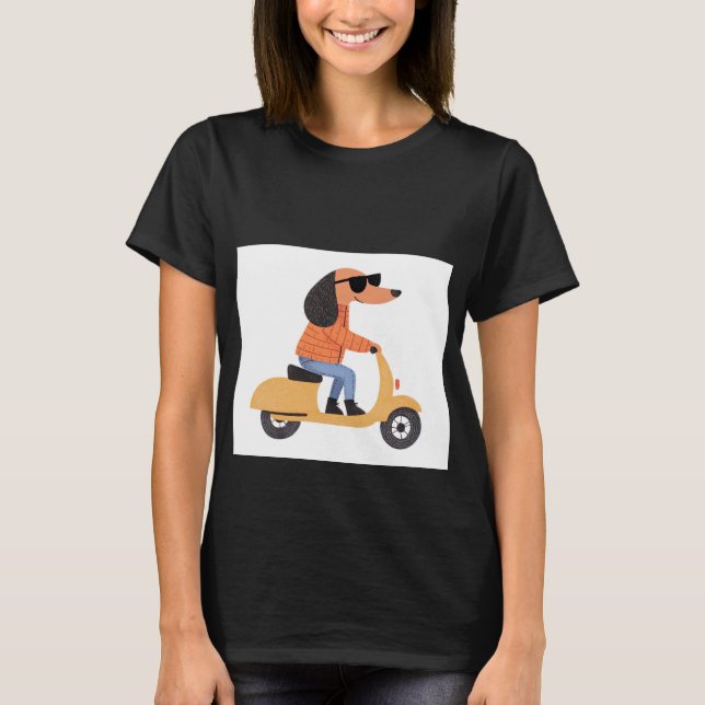 Camiseta Dog on Scooter - Funny and Stylish Illustration (Anverso)