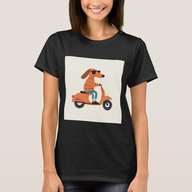 Camiseta Dog on Scooter - Funny and Stylish Illustration (Anverso)