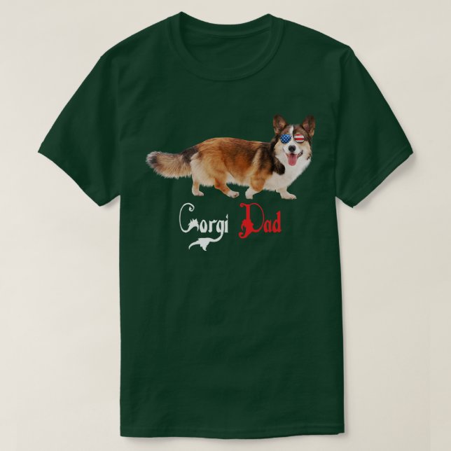 Camiseta Dog Papa Puppy Dad Corgi  (Diseño del anverso)