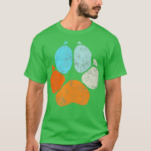 Camiseta Dog Paw Big Print - Pets Animals Lover Retro Vinta