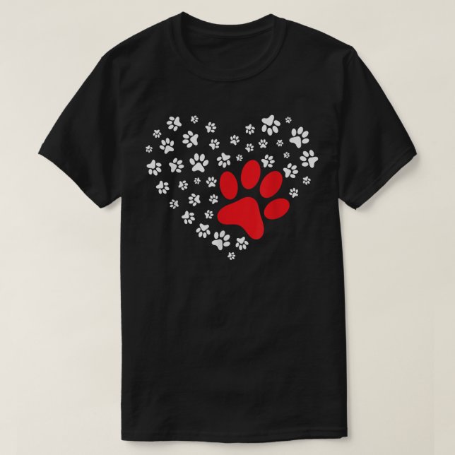 Camiseta Dog Paw Heart  Dog Lover Puppy Owner  (Diseño del anverso)