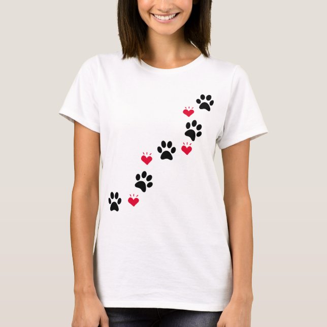 Camiseta Dog Paw Love Heart (Anverso)