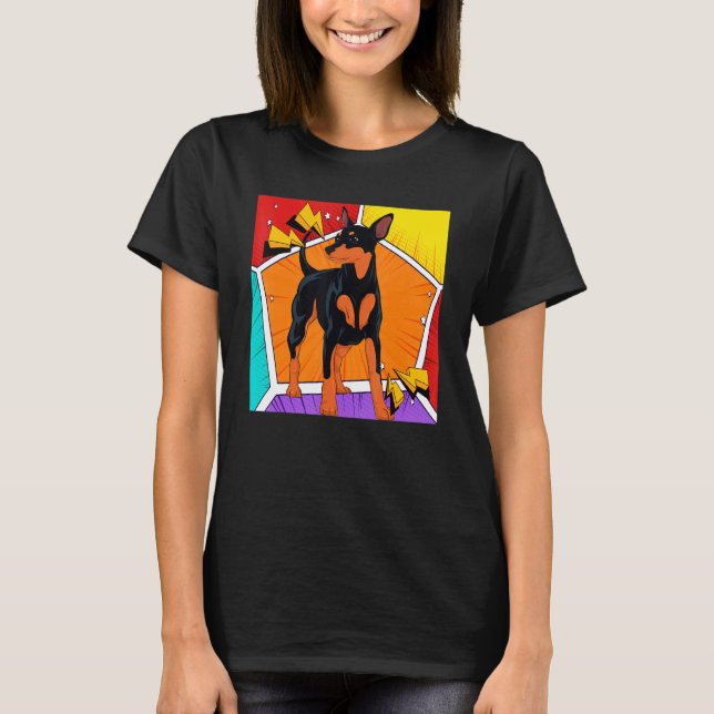 Camiseta Dog Pet Min Pin Dog Owner Animal Pop Min Pinscher (Anverso)