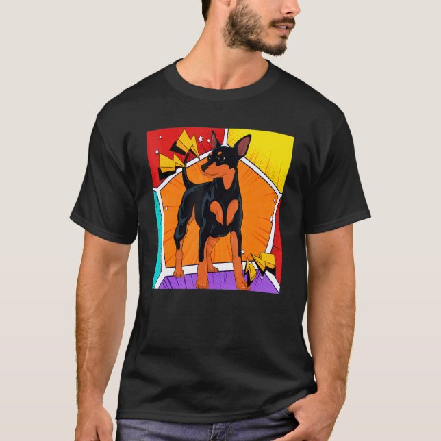 Camiseta Dog Pet Min Pin Dog Owner Animal Pop Min Pinscher (Anverso)
