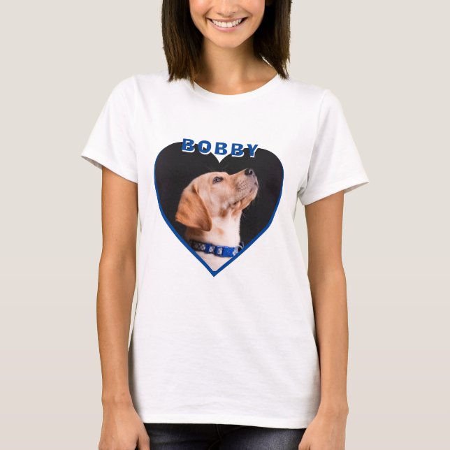 Camiseta Dog Photo Heart Name Dog Mascota Dueño (Anverso)