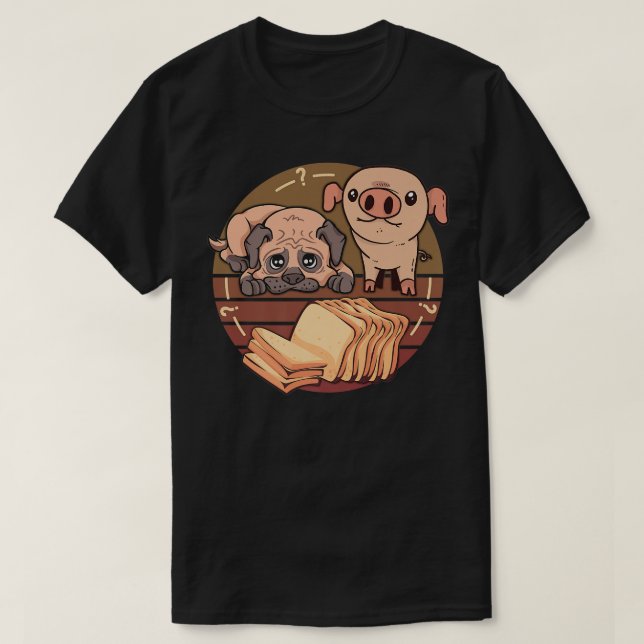 Camiseta Dog pig loaf of bread, funny and cute dog and pig  (Diseño del anverso)